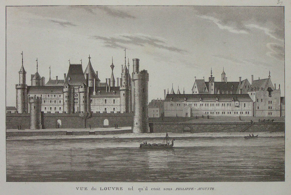 Aquatint - Vue du Louvre tel qu'il etoit sous Philippe - Auguste.